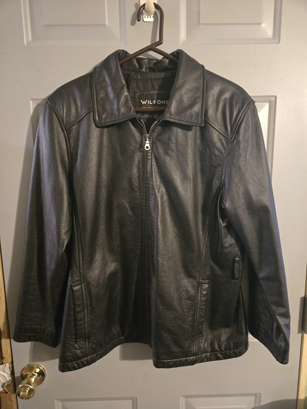 Wilson’s Black Leather Zip-Front Jacket - Men's
